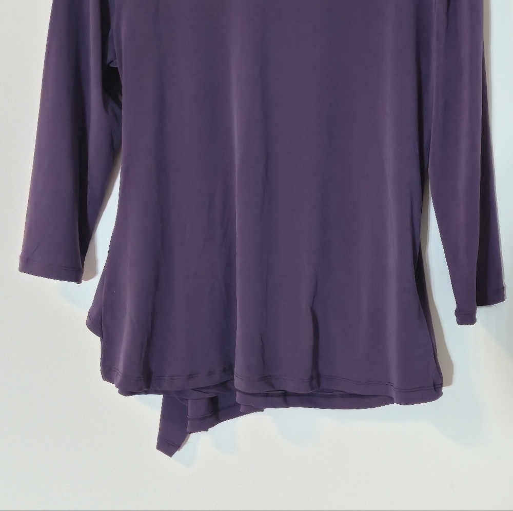 Reitmans XL Deep Plum Wrap Top Geometric Ring Accent 80s Style Minimalist Chic - Picture 9 of 13